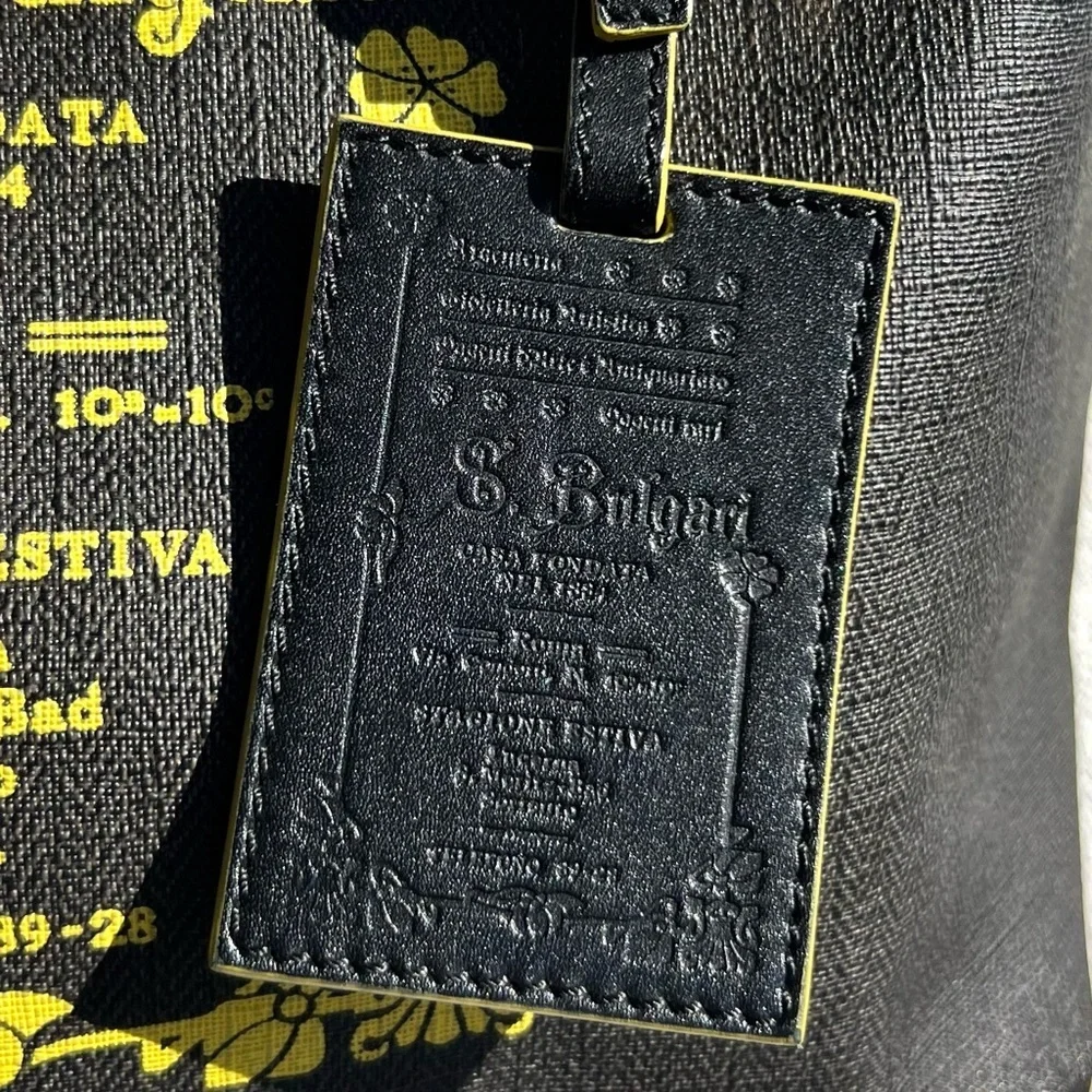 Bulgari Bvlgari Collezione Tote and Shoulder Bag Black Yellow Dark grey